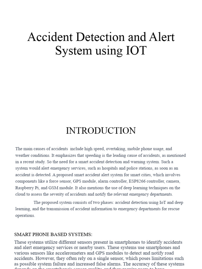 Accident Detection and Alert System Using IOT | PDF | Internet Of ...
