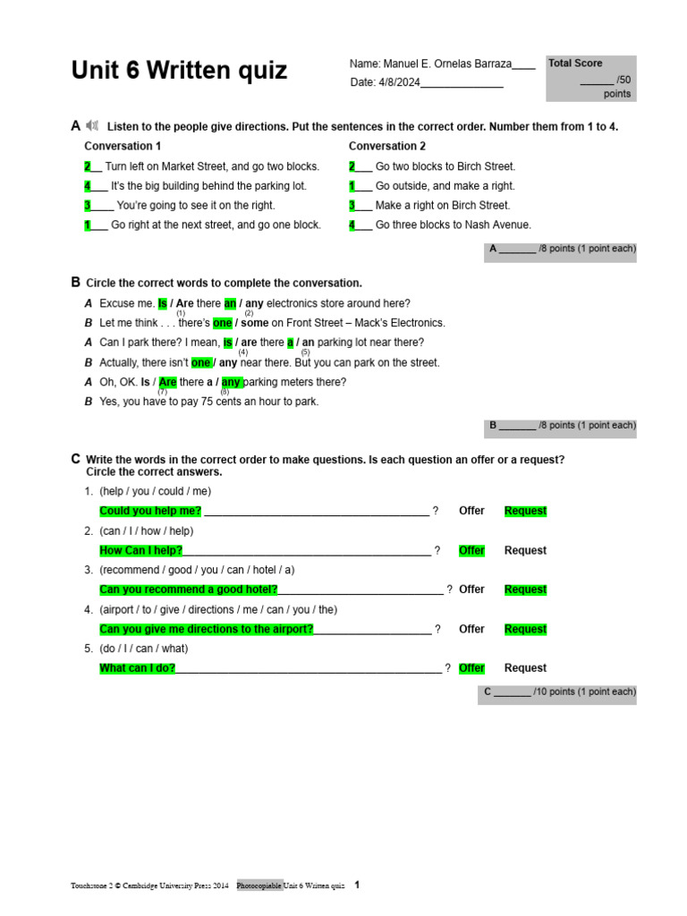 Quiz 6.- M.E.O.B. 434 | PDF