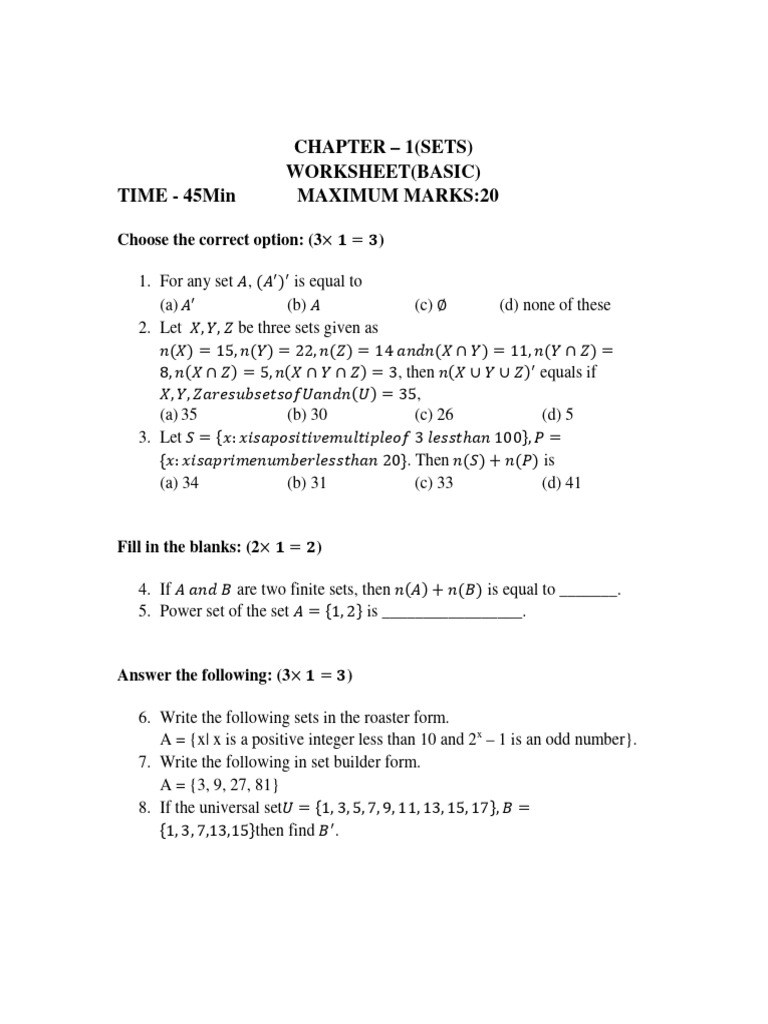 WS Sets | PDF | Discrete Mathematics | Mathematical Logic