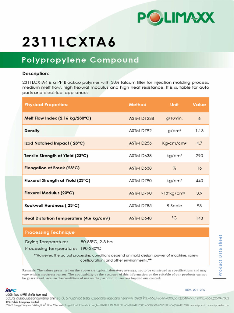 Polypropylene Blockco Polymer Data Sheet | PDF | Technology & Engineering