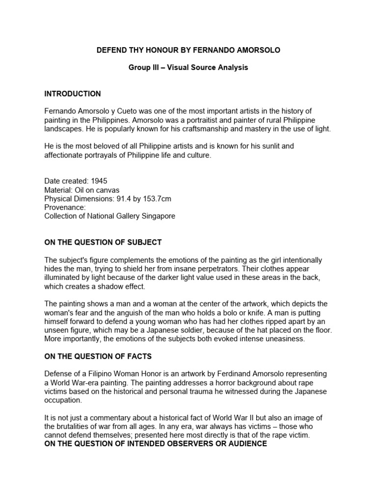 Defend Thy Honor - Riph Group 3 | PDF