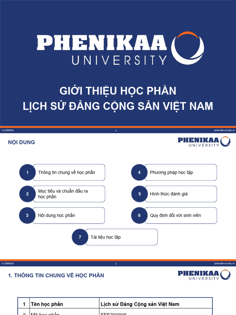 FFS702005 - Gioi Thieu Hoc Phan - v1.0090523 | PDF