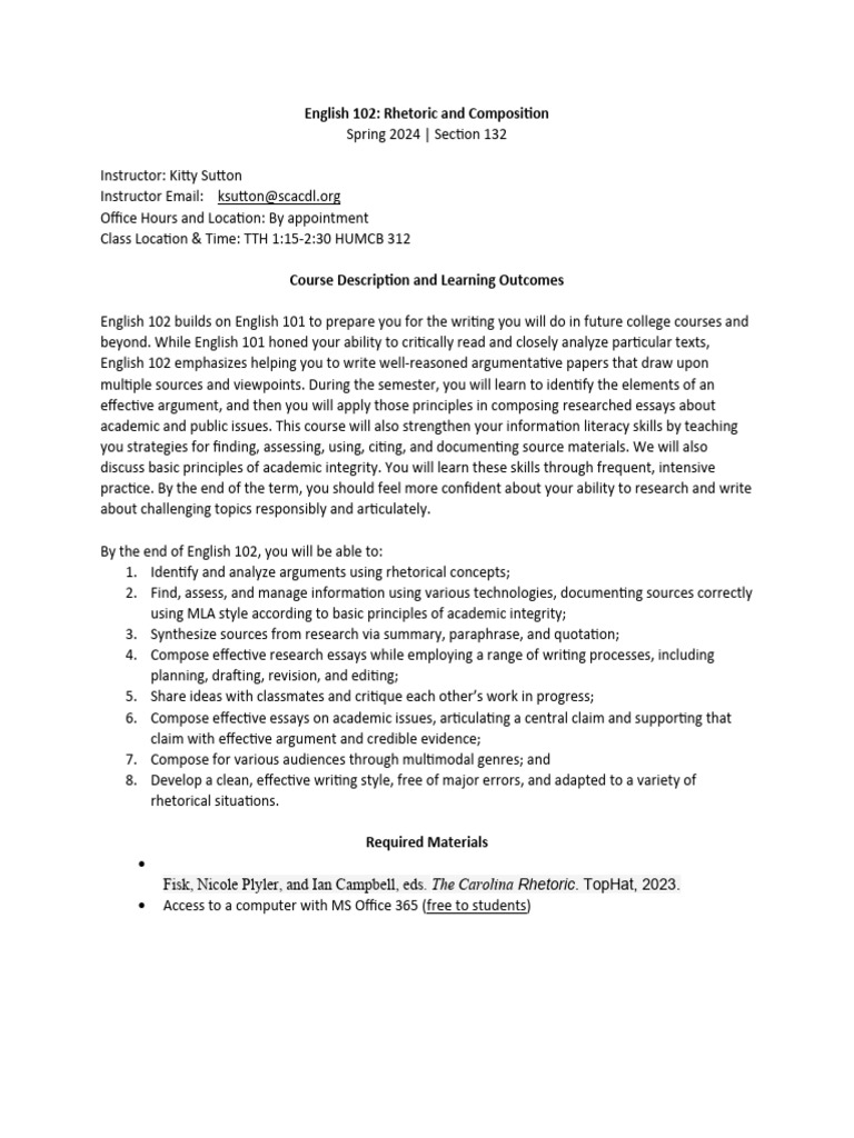 English 102: Rhetoric & Composition Guide | PDF | Essays | Writing