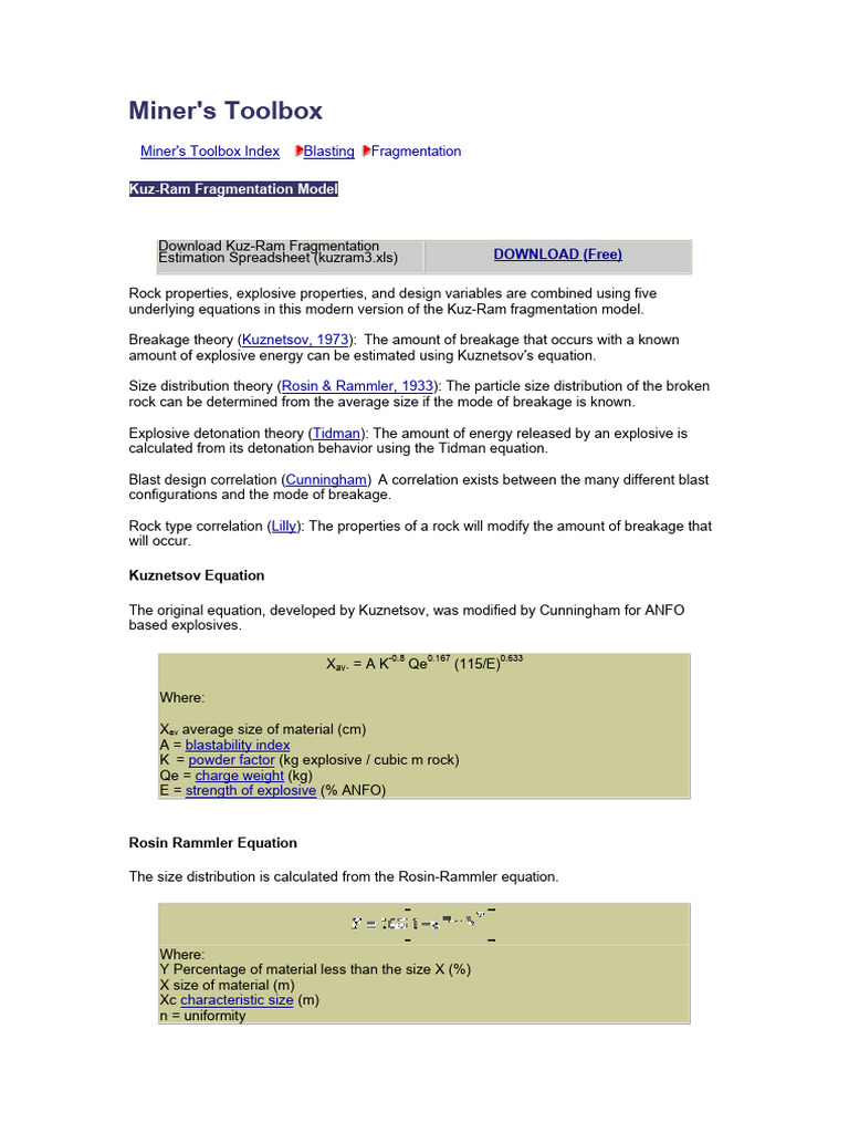 Kuz-Ram Fragmentation Model Overview | PDF | Physical Sciences | Physics