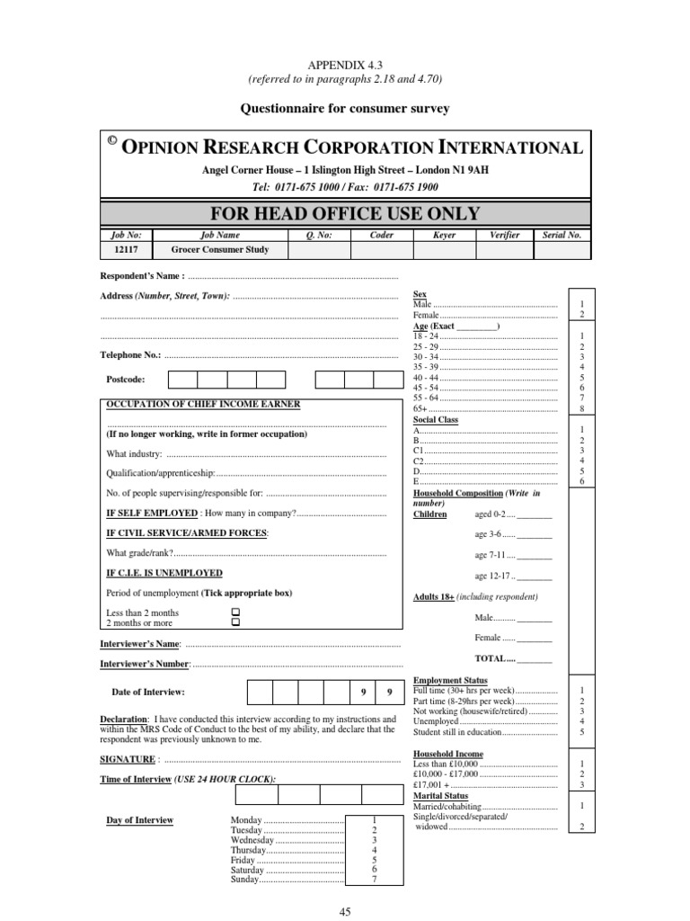 O R C I: For Head Office Use Only | PDF