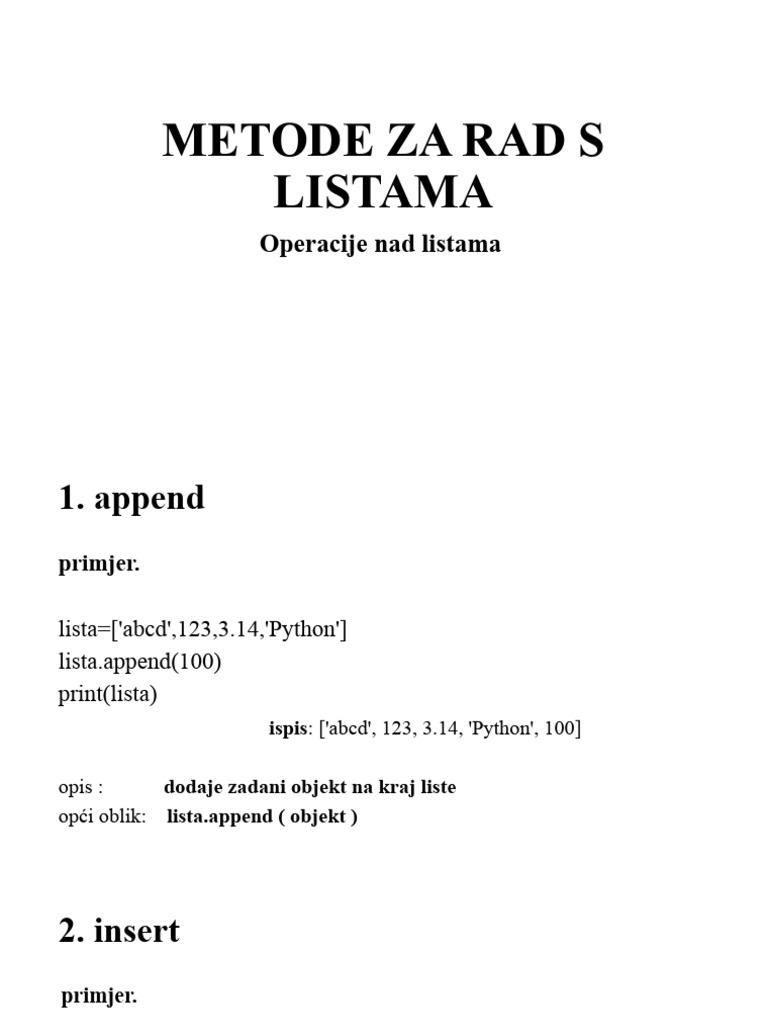 Metode Za Rad S Listama | PDF