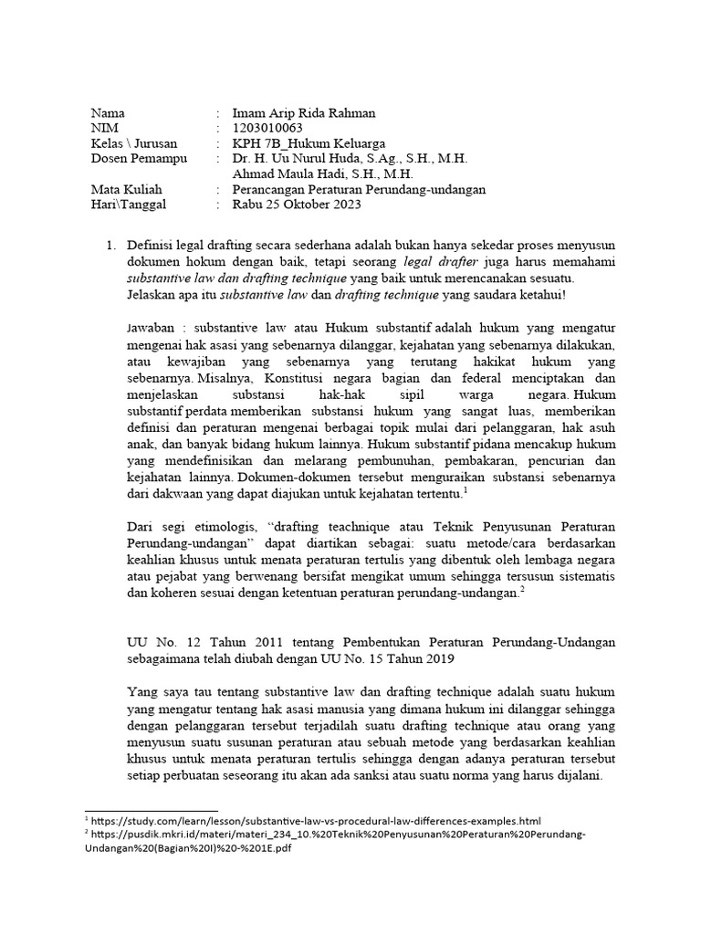 Teknik Penyusunan Peraturan Perundang Undangan Pdf Hukum