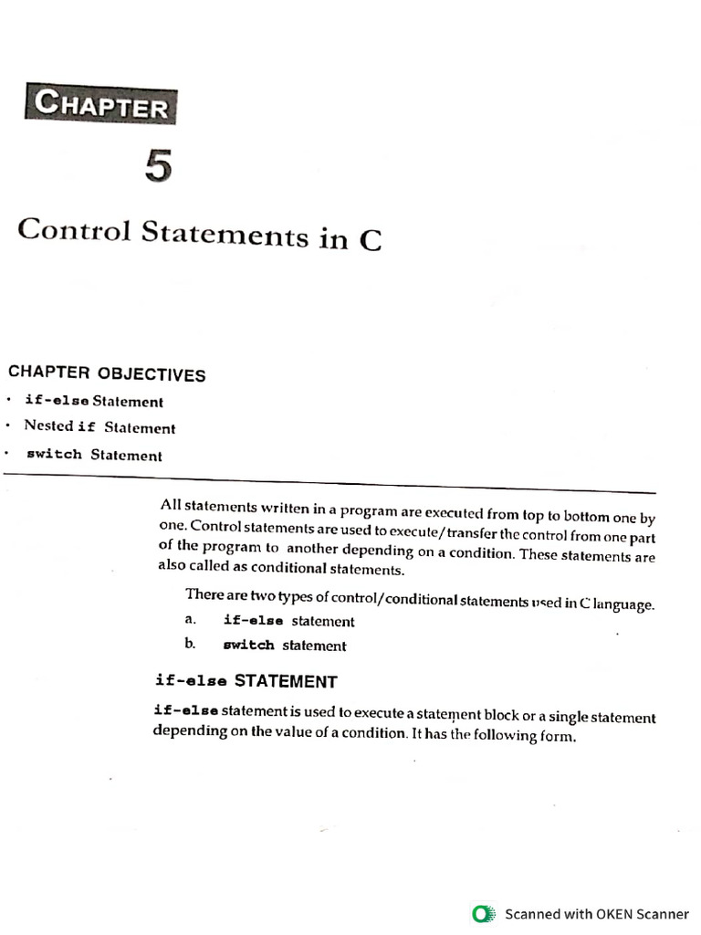Control Statements in C Language 06-14-2024 12.26 | PDF
