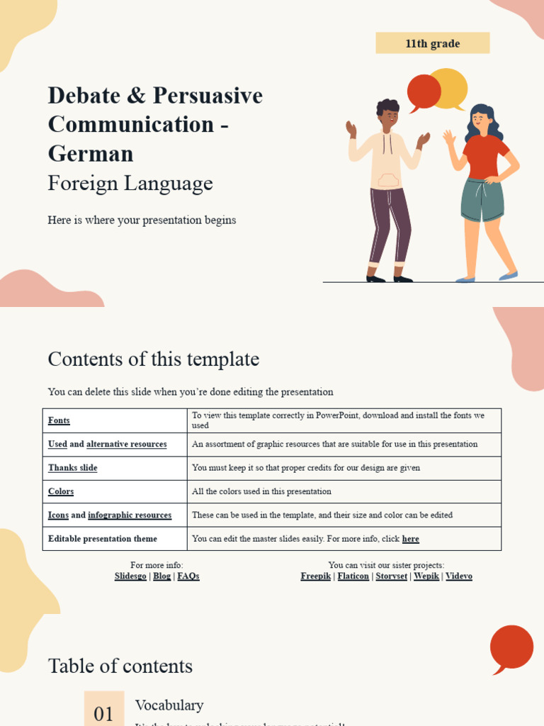 German Language Debate Presentation | PDF | Vocabulary | Communication