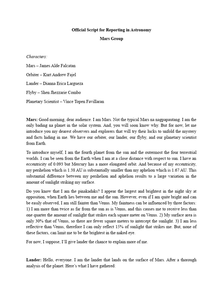 Official script in astronomy reporting group mars pdf mars atmosphere