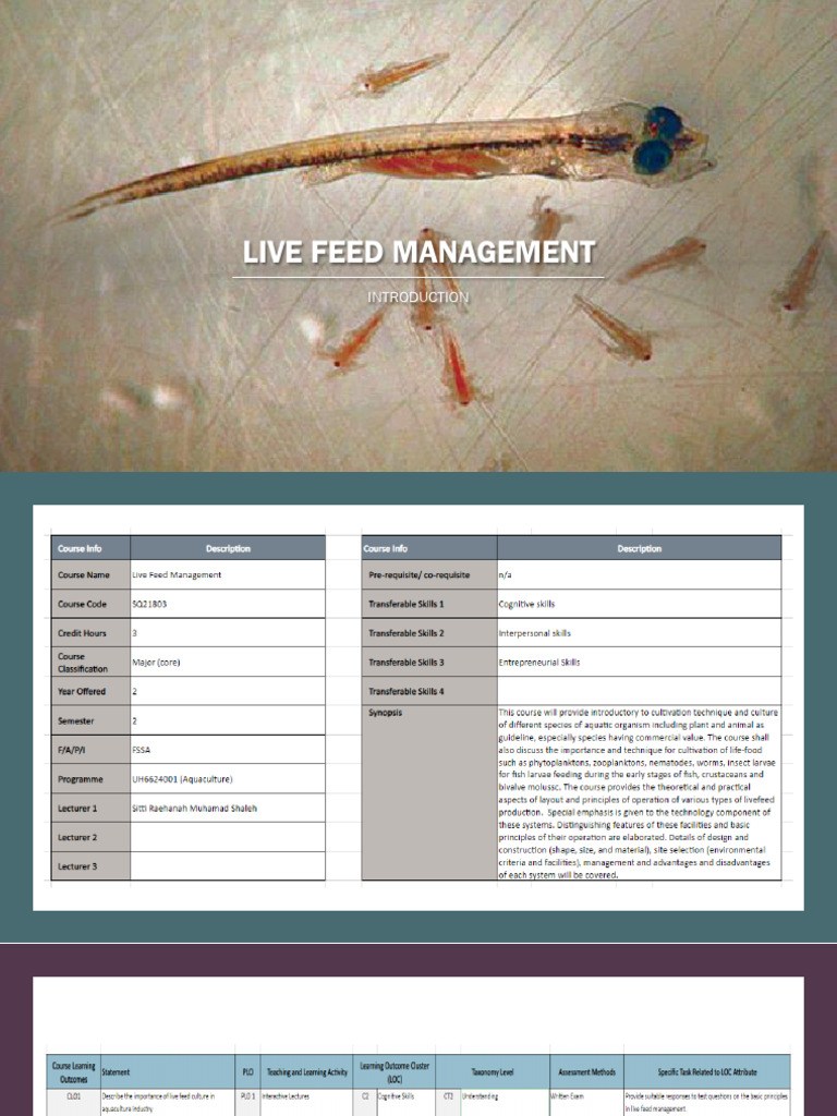 Live Feed Cultivation in Aquaculture | PDF | Aquaculture | Algae
