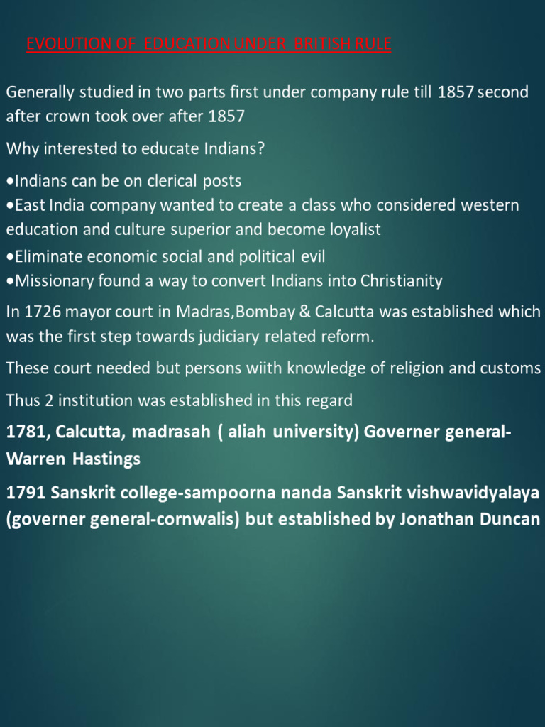 Evolution of Education in India | PDF | British Raj