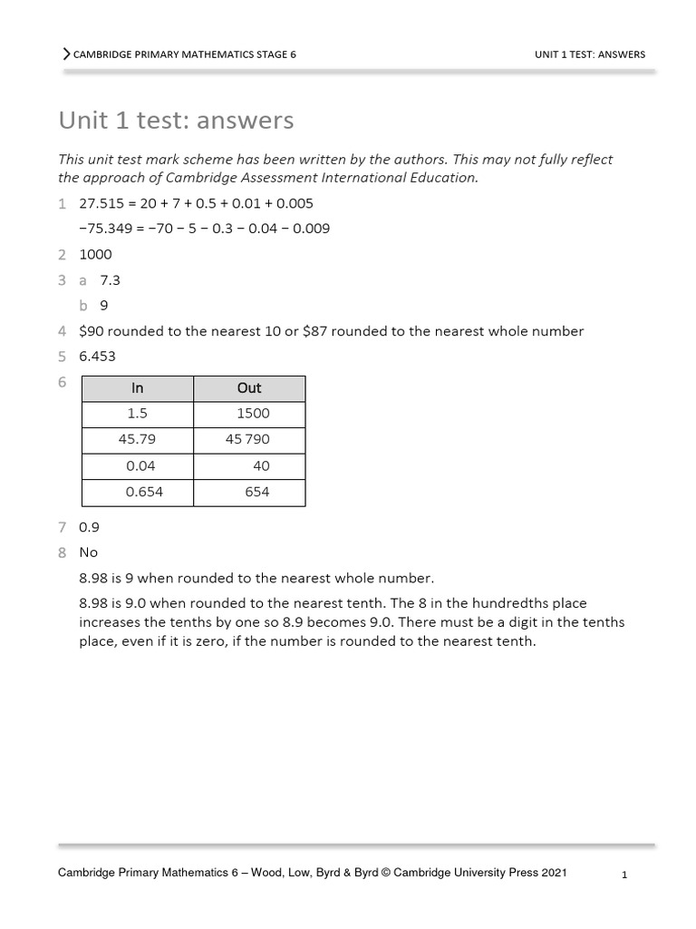 Grade 6 Maths Unit Test Answers | PDF | Rectangle | Euclidean Plane ...