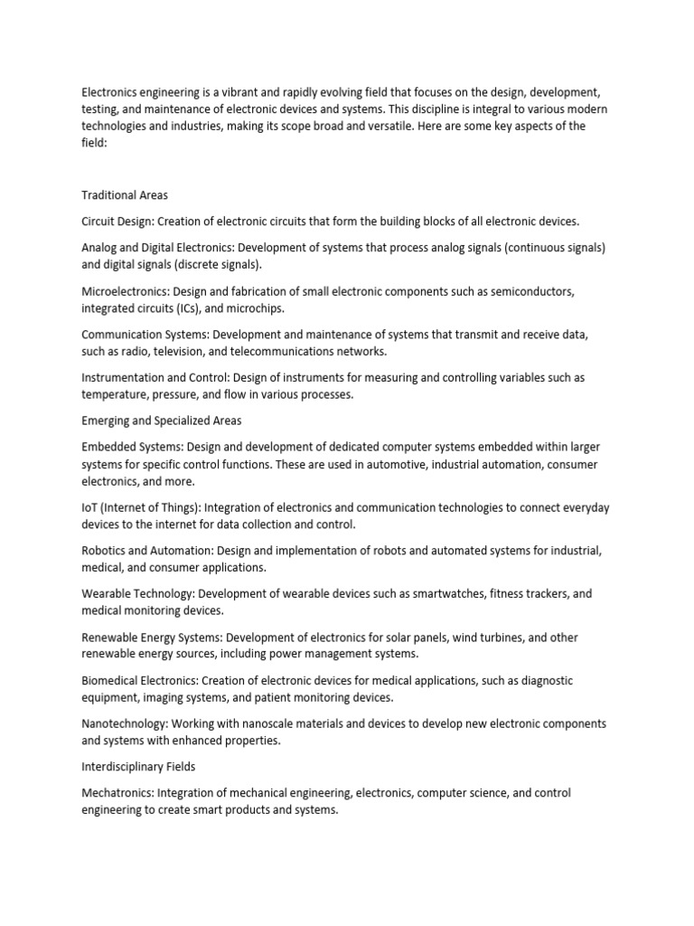 Electronics Engineering Scope PDF Electronics Automation