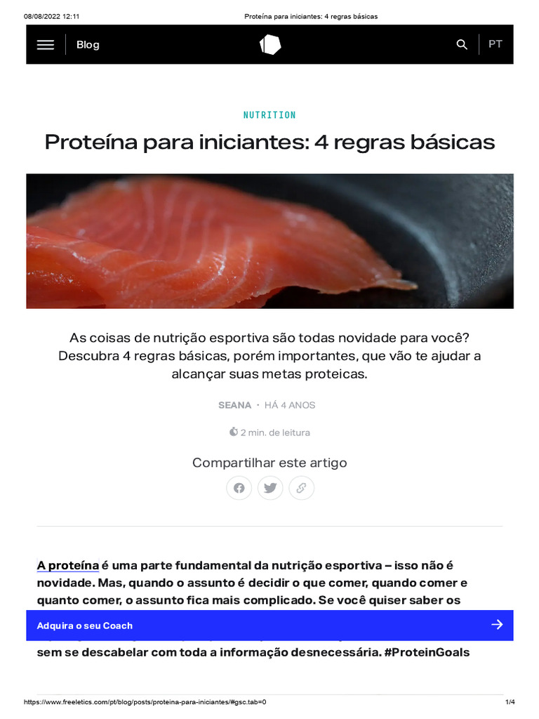 Proteína para Iniciantes - 4 Regras Básicas | PDF | Proteínas | Refeição