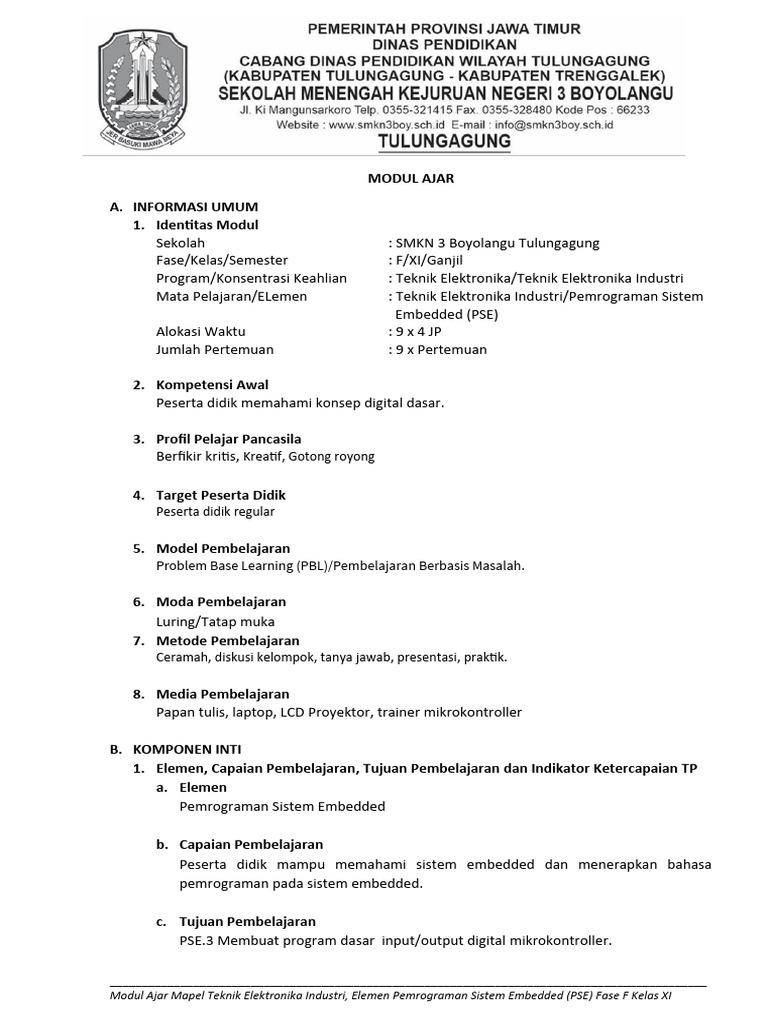 Modul Ajar Pemrograman Sistem Embedded | PDF