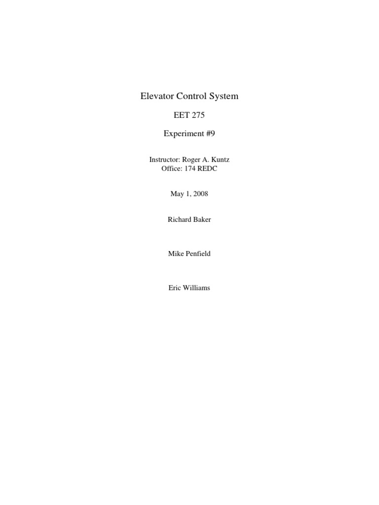 Three-Floor Elevator Control System | PDF | Elevator | Programmable ...