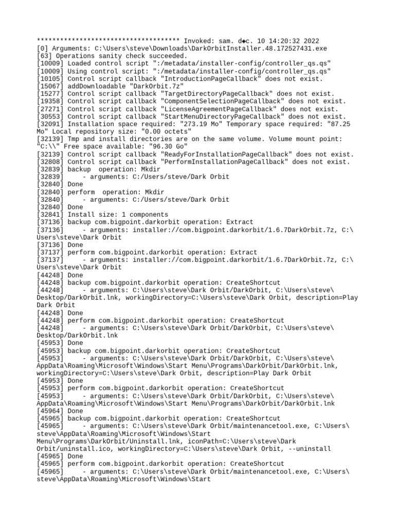 DarkOrbit Installation Log Analysis | PDF | Operating System Technology ...