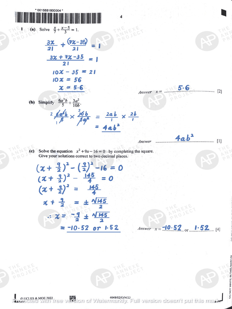 O Level E Math Paper 2 Watermark | PDF