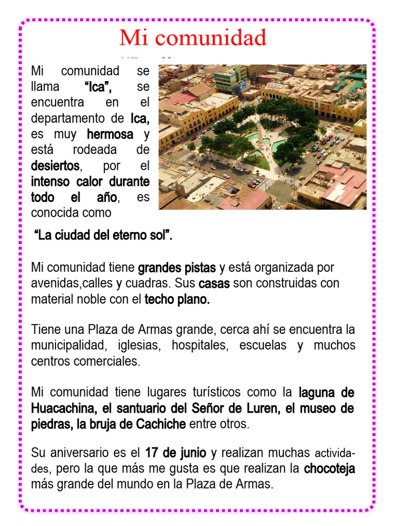 Descripción de la comunidad de Ica | PDF | Libros para adolescentes