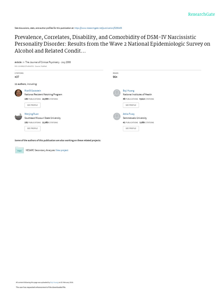 Prevalence Correlates Disability and Comorbidity o | PDF | Mental ...
