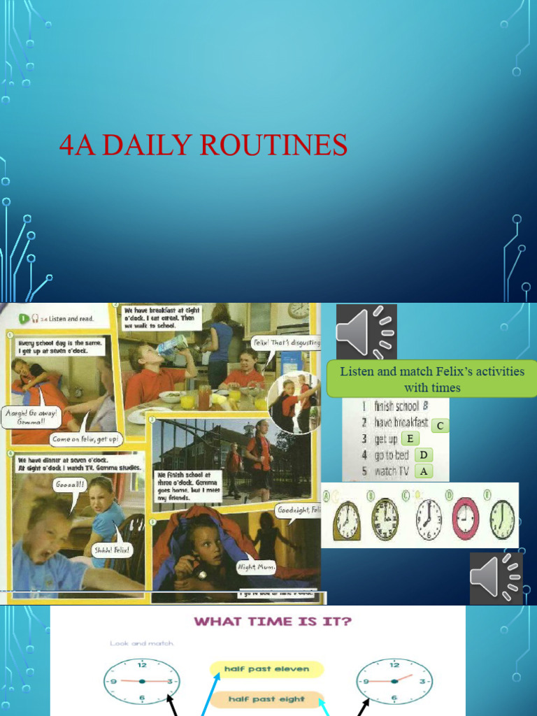 Daily Routines and Time Vocabulary | PDF | Meal | Eating Behaviors Of ...