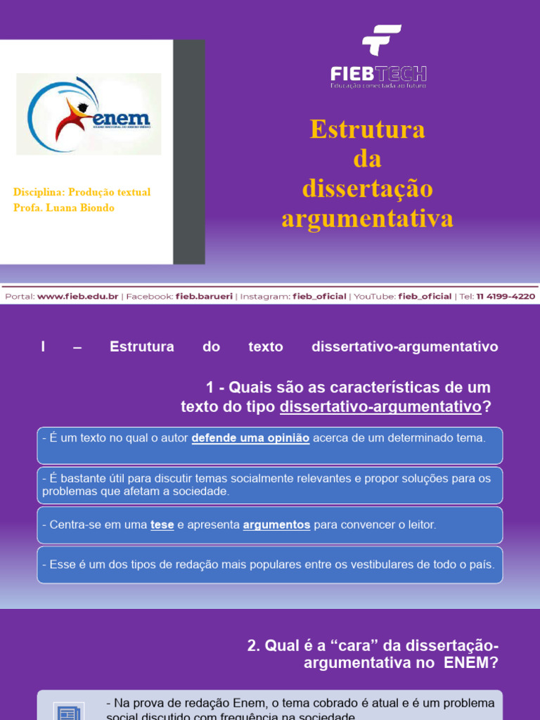Estrutura da Dissertação Argumentativa | PDF