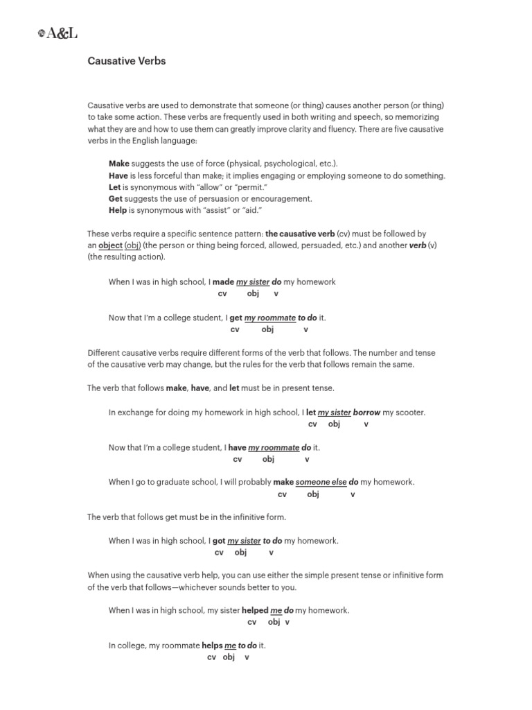Causative Verbs Pdf Verb Linguistic Typology