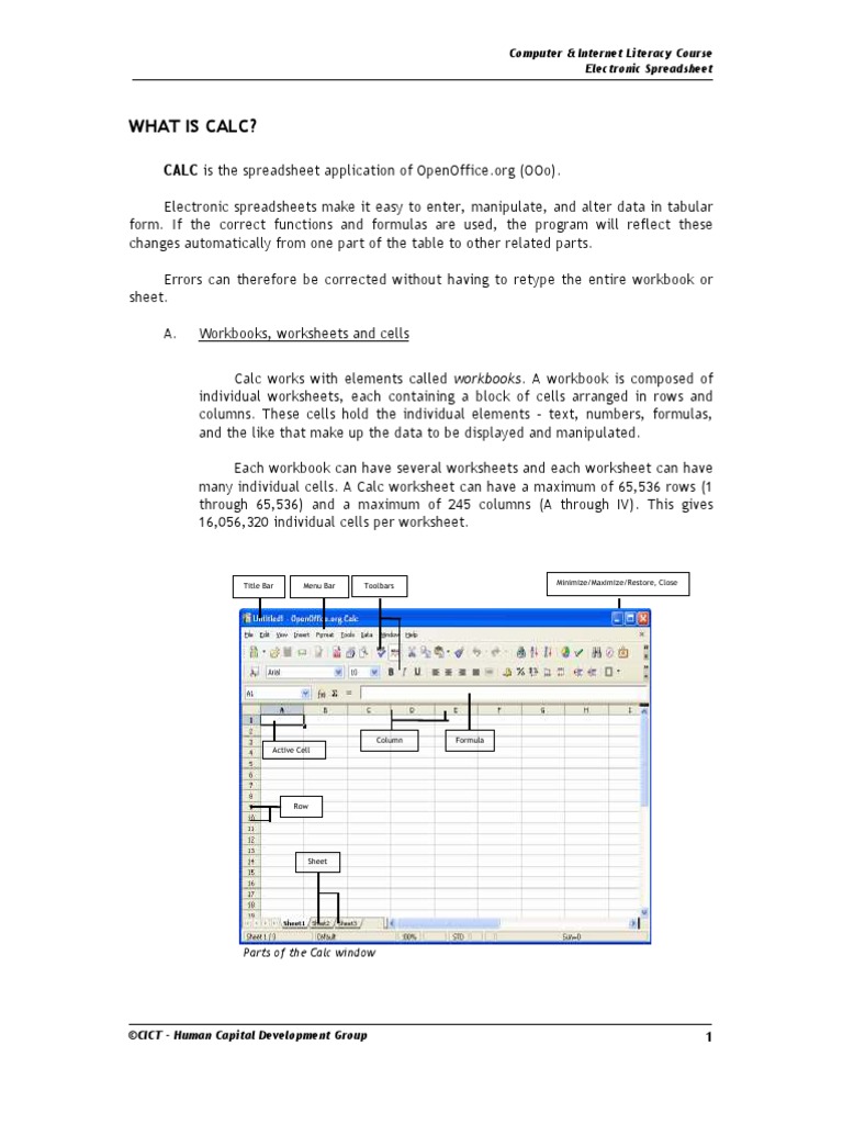 What Is Calc? Computer & Literacy Course Electronic