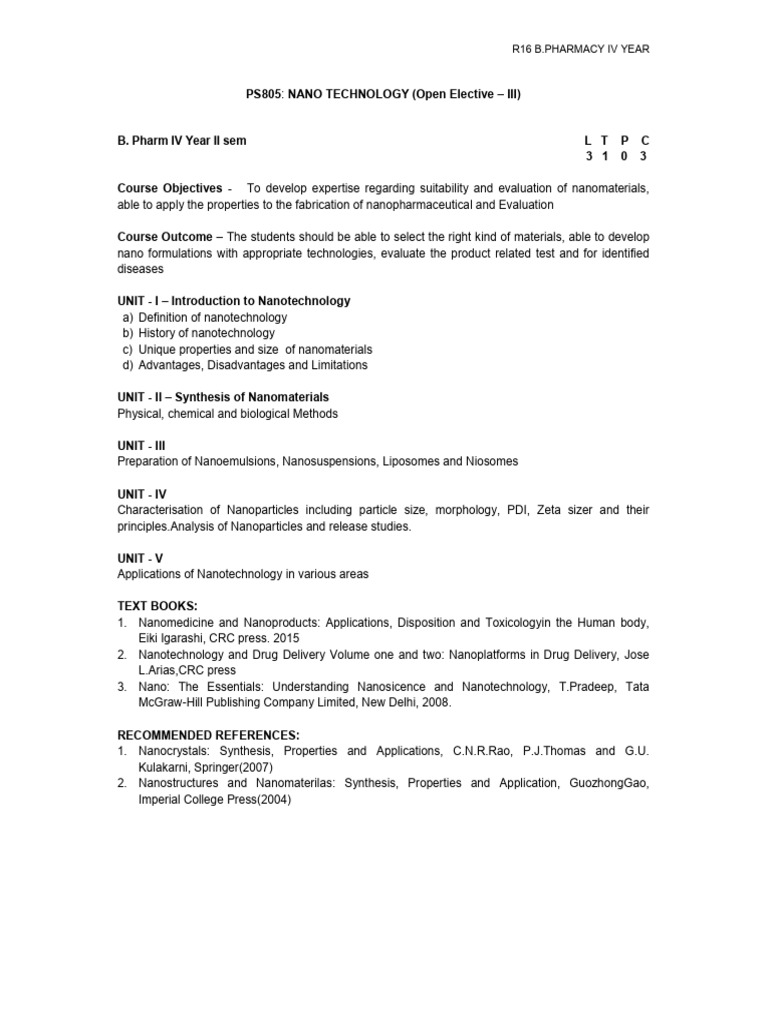 Nanotechnology in Pharmacy Education | PDF | Science & Mathematics