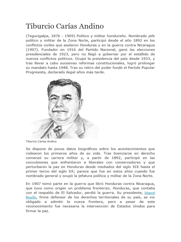 Tiburcio Carías Andino: Dictador Hondureño | PDF | Honduras | Gobierno