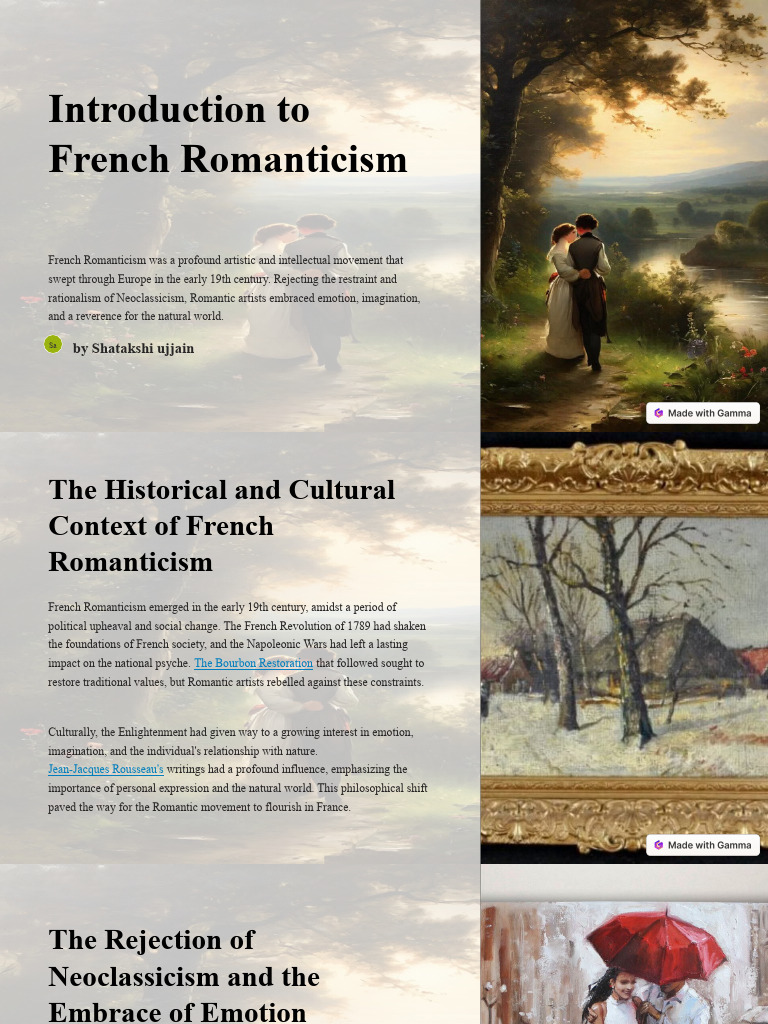 Overview of French Romanticism Movement | PDF | Romanticism
