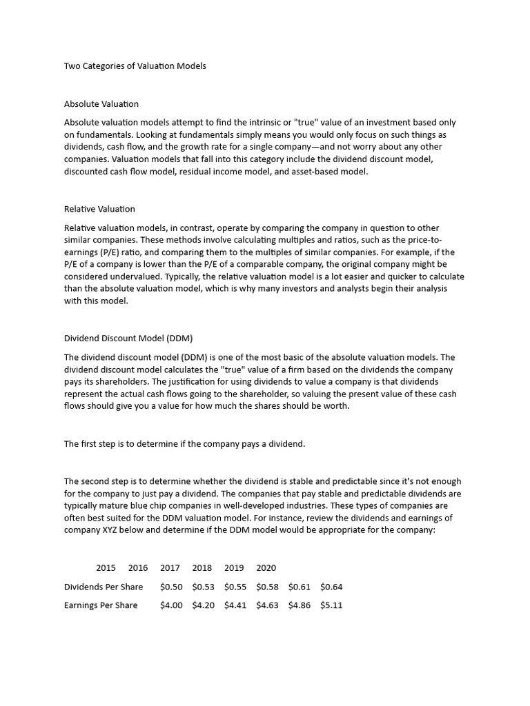 Valuation Models: Absolute vs. Relative | PDF | Discounted Cash Flow ...