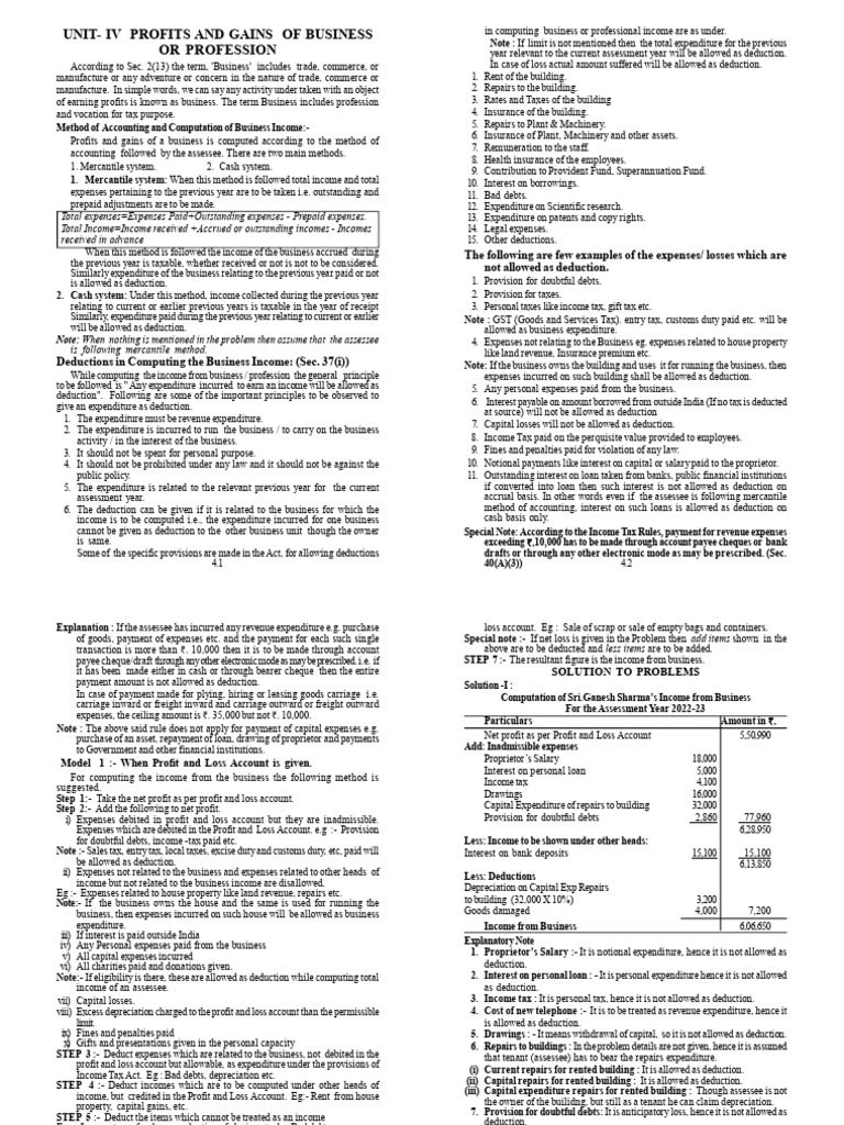 Business Income Computation Guide | PDF | Expense | Tax Deduction