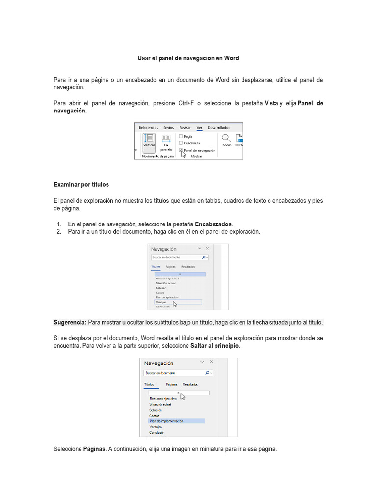 4-Usar el panel de navegación en Word | Descargar gratis PDF | Software