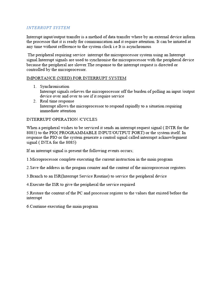 Understanding Interrupt Systems in Microprocessors | PDF | Central ...