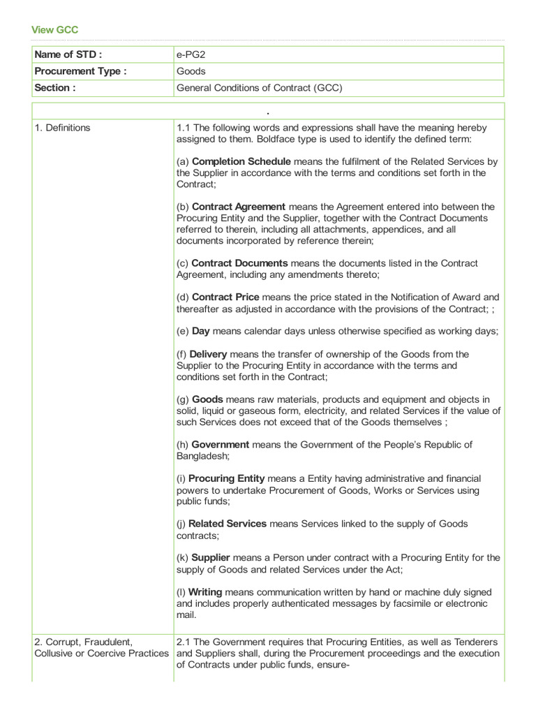General Conditions of Contract (GCC) | PDF | Procurement | Liquidated ...