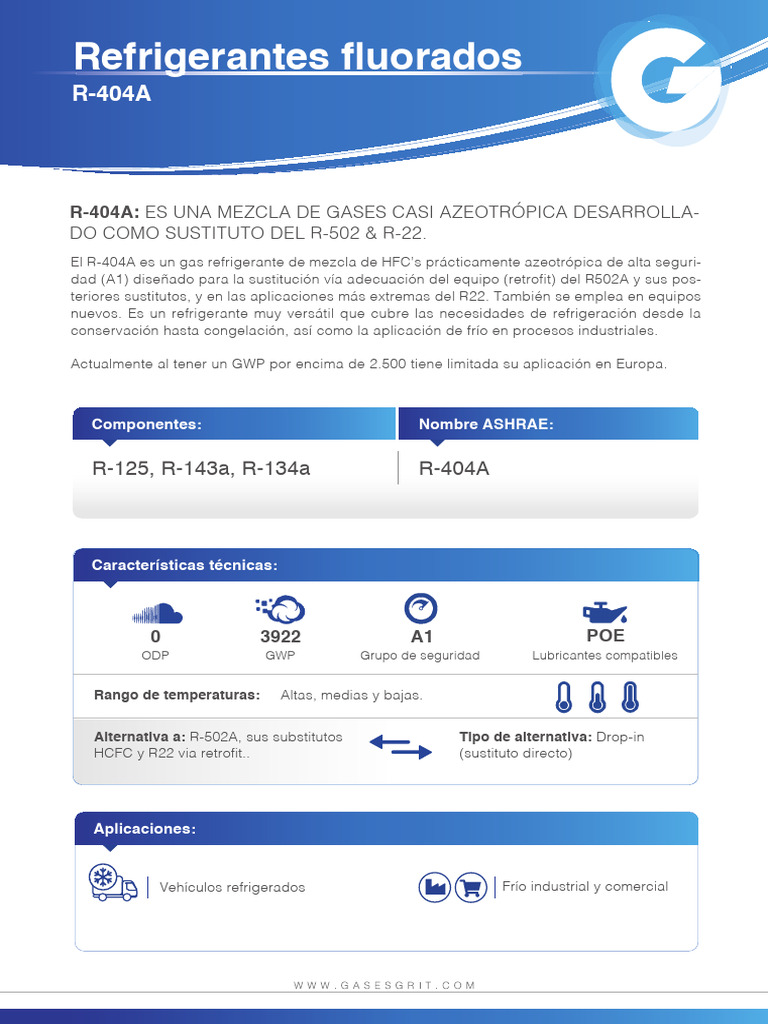 Gas Refrigerante R-404A: Características y Usos | PDF | Refrigerante