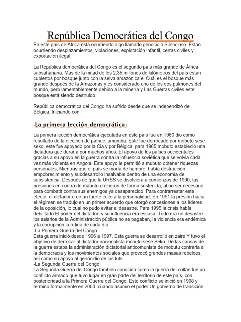 República Democrática Del Congo | PDF | República Democrática del Congo ...