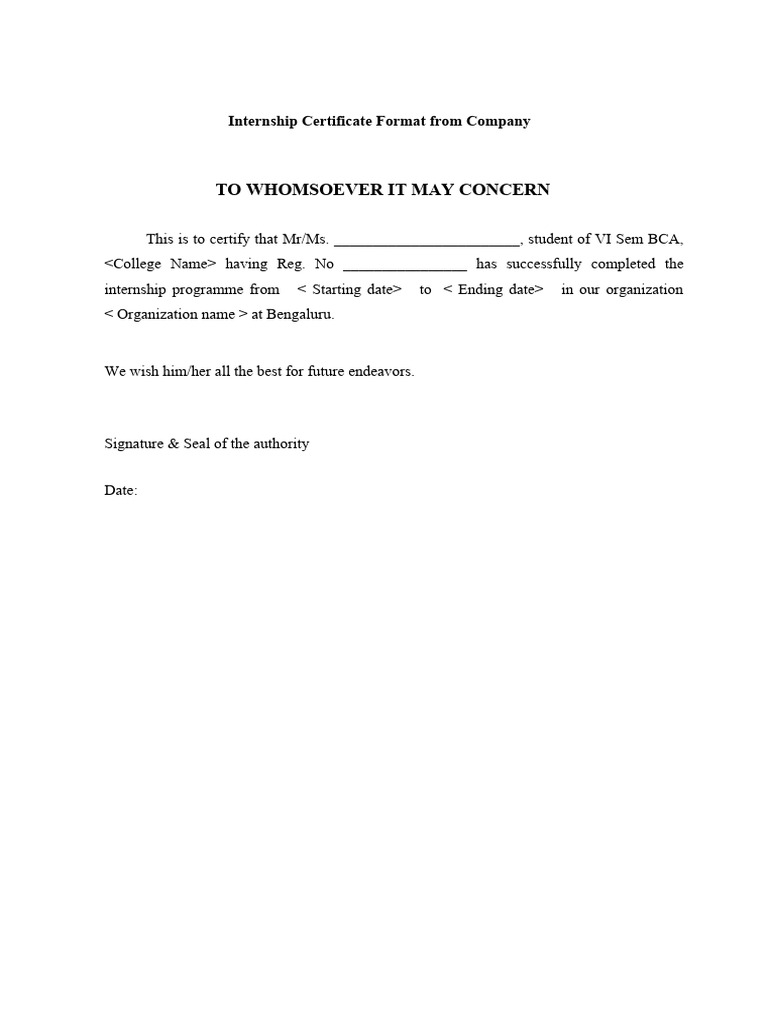 Internship Certificate Template | PDF