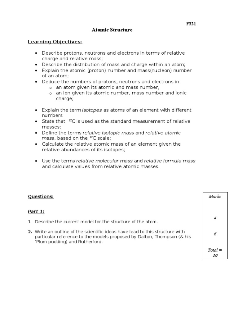 Understanding Atomic Structure and Isotopes | PDF | Science & Mathematics