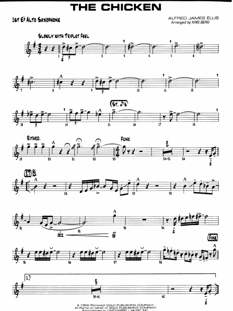 The Chicken Alto Sax 1 2 Pdf
