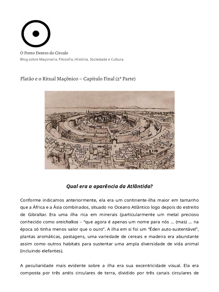 Platão e o Ritual Maçônico PT 2 - O Ponto Dentro Do Círculo | PDF ...