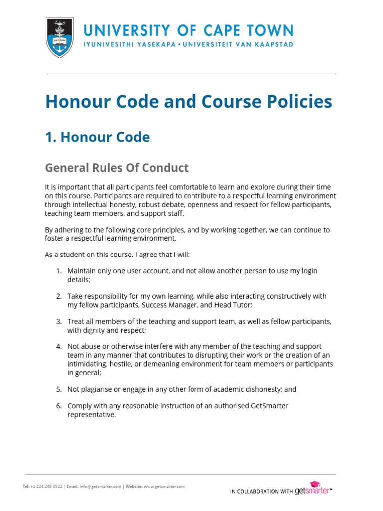 Honour Code and Academic Policies | PDF | Plagiarism | Justice