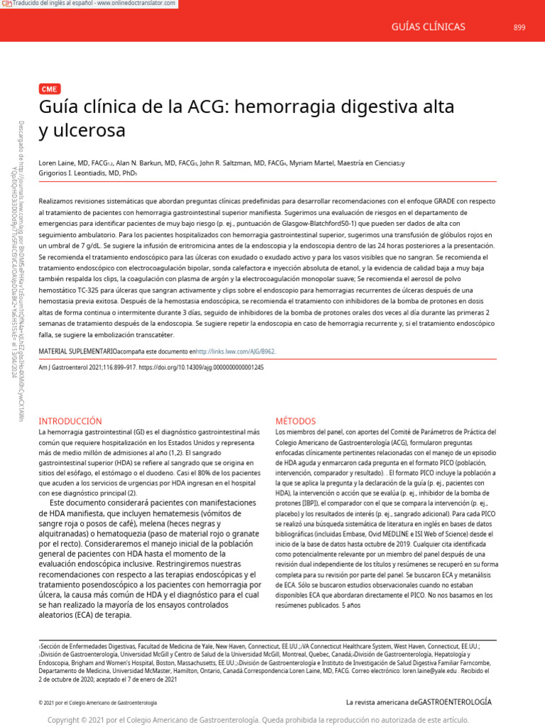 Acg Clinical Guideline Upper Gastrointestinal And.14.en - Es | PDF ...