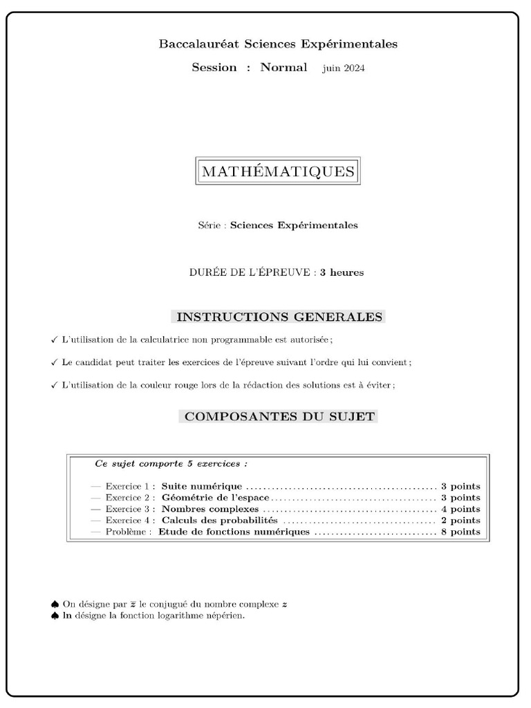 National Math 2024 Avec Correction | PDF