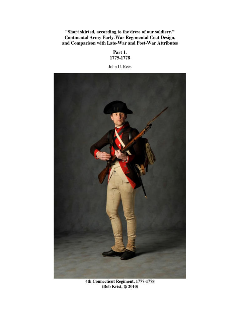 1775-1778 Continental Army Coat Styles | PDF | Clothing | Fashion