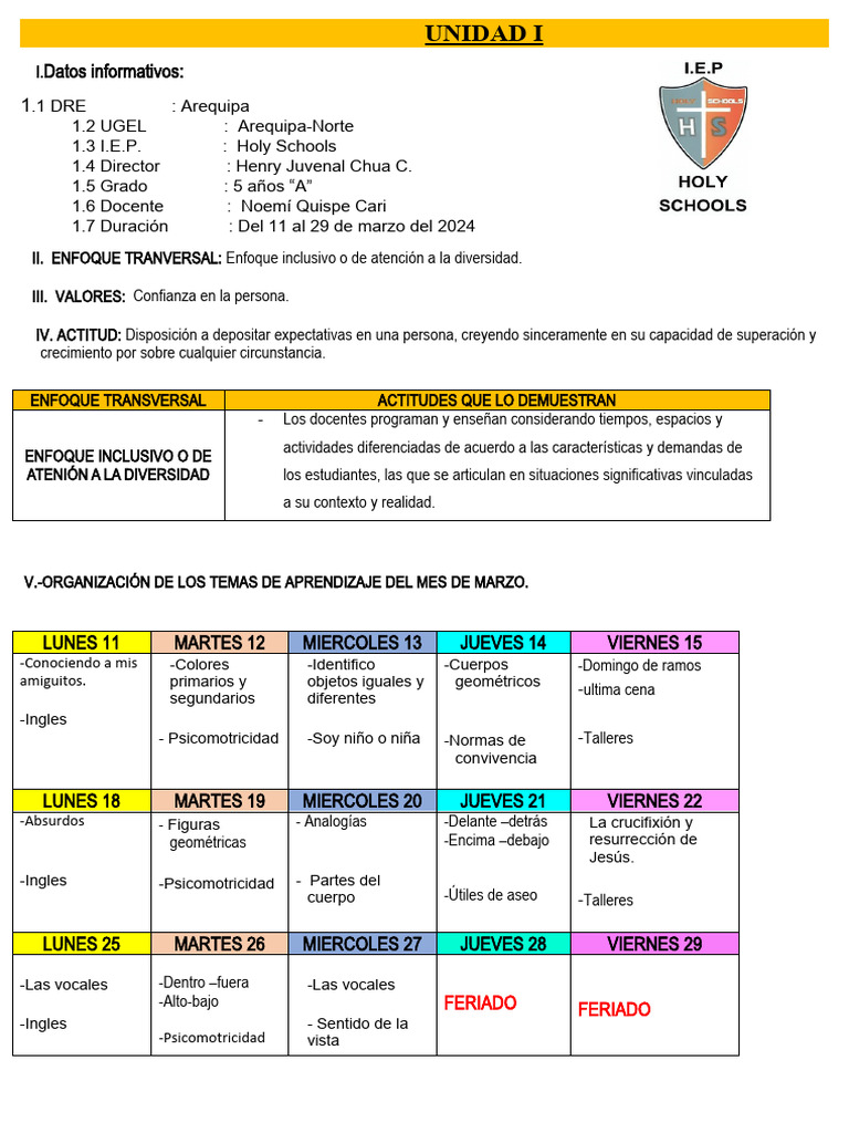 Plan de Aprendizaje para 5 años "A" | PDF | Salón de clases | Aprendizaje