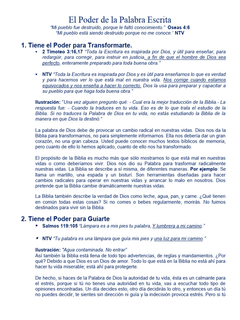 El Poder Transformador de la Biblia | PDF | Biblia | Dios