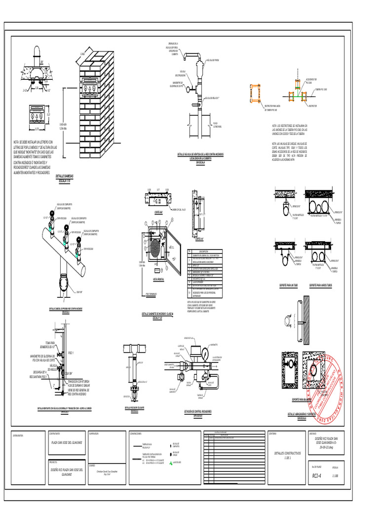 Detalle Siamesas ESCALA 1:10: Detalle Cabezal de Prueba Red Contra ...
